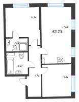 3 ккв (Евро) № 196 Корп.: 1 Уч. 56 , Секция 2  в ЖК Бульвар Грина