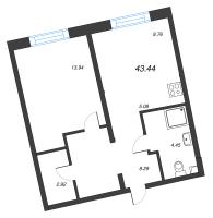 1 ккв № 14 Корп.: 1 Уч. 56 , Секция 1  в ЖК Бульвар Грина