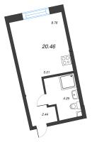 Студия № 95 Корп.: 1 Уч. 56 , Секция 1  в ЖК Бульвар Грина