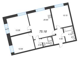 4 ккв (Евро) № 50 Корп.: 1 Уч. 56 , Секция 1  в ЖК Бульвар Грина