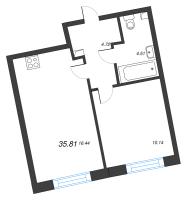 2 ккв (Евро) № 6 Корп.: 1 Уч. 56 , Секция 1  в ЖК Бульвар Грина