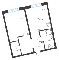 1 ккв № 2 Корп.: 1 Уч. 56 , Секция 1  в ЖК Бульвар Грина