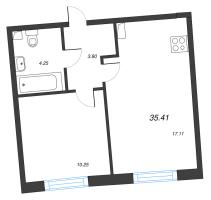2 ккв (Евро) № 170 Корп.: 1 Уч. 56 , Секция 2  в ЖК Бульвар Грина