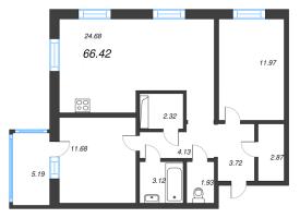 3 ккв (Евро) № 308 Корп.: 1 , Секция 7  в ЖК Черная речка, 41