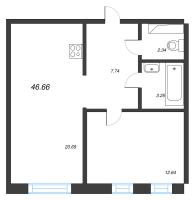 2 ккв (Евро) № 431 Корп.: 1 , Секция 10  в ЖК Черная речка, 41