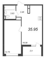 2 ккв (Евро) № 216 Корп.: 8 , Секция 3  в ЖК Чёрная речка от Ильича
