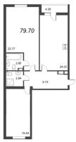 3 ккв (Евро) № 658 Корп.: 6 , Секция 9  в ЖК Чёрная речка от Ильича
