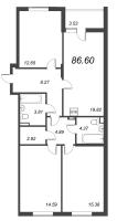 4 ккв (Евро) № 720 Корп.: 6 , Секция 10  в ЖК Чёрная речка от Ильича