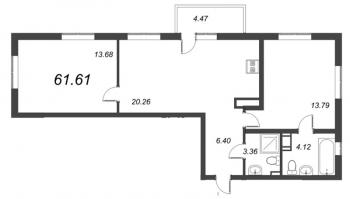 3 ккв (Евро) № 969 Корп.: 6 , Секция 13  в ЖК Чёрная речка