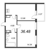 1 ккв № 1128 Корп.: 6 , Секция 16  в ЖК Чёрная речка