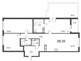 4 ккв (Евро) № 1082 Корп.: 6 , Секция 15  в ЖК Чёрная речка