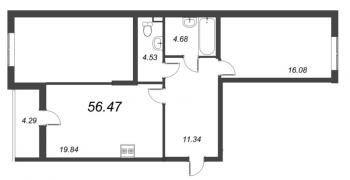 2 ккв (Евро) № 812 Корп.: 6 , Секция 12  в ЖК Чёрная речка