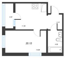 1 ккв № 368 Корп.: 7 , Секция 5  в ЖК Чёрная речка