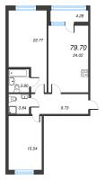 3 ккв (Евро) № 370 Корп.: 7 , Секция 5  в ЖК Чёрная речка