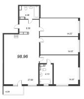 4 ккв (Евро) № 1024 Корп.: 6 , Секция 15  в ЖК Чёрная речка