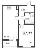 2 ккв (Евро) № 728 Корп.: 6 , Секция 10  в ЖК Чёрная речка