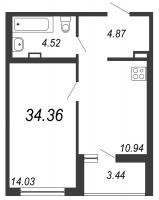 1 ккв № 100 Корп.: 1 , Секция 3  в ЖК Чёрная речка