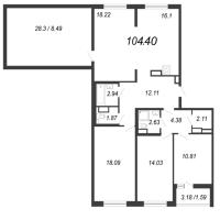4 ккв (Евро) № 744 Корп.: 2 , Секция 12  в ЖК Чёрная речка
