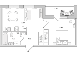 2 ккв (Евро) № 393 Корп.: 9 , Секция 6  в ЖК Чёрная речка