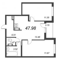 3 ккв (Евро) № 648 Корп.: 6 , Секция 9  в ЖК Чёрная речка