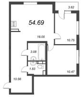 3 ккв (Евро) № 647 Корп.: 6 , Секция 9  в ЖК Чёрная речка