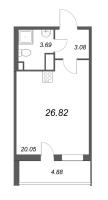 Студия № 731 Корп.: 14.2 , Секция 3  в ЖК Чистое Небо
