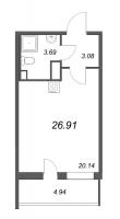 Студия № 171 Корп.: 14.2 , Секция 1  в ЖК Чистое Небо