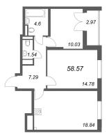 3 ккв (Евро) № 237 Корп.: 6 , Секция 2  в ЖК Цивилизация на неве