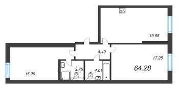 3 ккв (Евро) № 654 Корп.: 5 , Секция 8  в ЖК Цивилизация на неве