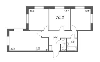 3 ккв (Евро) № 16 Корп.: 4 Уч. 1 , Секция 1  в ЖК Цивилизация на неве