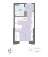 Студия № 168 Корп.: 7 , Секция 3  в ЖК Цивилизация на неве