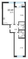 3 ккв (Евро) № 418 Корп.: 5 , Секция 5  в ЖК Цивилизация на неве