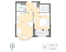2 ккв (Евро) № 420 Корп.: 5 , Секция 5  в ЖК Цивилизация на неве