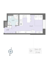 Студия № 331 Корп.: 7 , Секция 5  в ЖК Цивилизация на неве