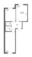3 ккв (Евро) № 596 Корп.: 4 , Секция 7  в ЖК Цивилизация на неве
