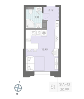 Студия № 256 Корп.: 7 , Секция 4  в ЖК Цивилизация на неве