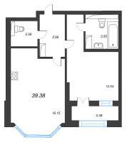 2 ккв (Евро) № 413 Корп.: 5 , Секция 5  в ЖК Цивилизация на неве