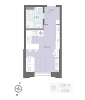 Студия № 162 Корп.: 7 , Секция 3  в ЖК Цивилизация на неве