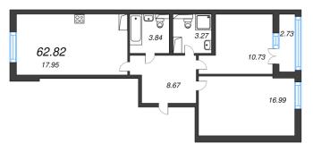 3 ккв (Евро) № 251 Корп.: 5 , Секция 3  в ЖК Цивилизация на неве