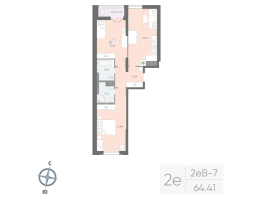 3 ккв (Евро) № 427 Корп.: 5 , Секция 5  в ЖК Цивилизация на неве