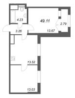 2 ккв № 404 Корп.: 7 , Секция 5  в ЖК Цивилизация на неве