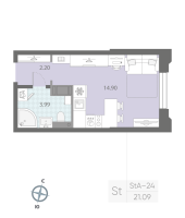 Студия № 440 Корп.: 7 , Секция 6  в ЖК Цивилизация на неве