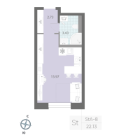 Студия № 72 Корп.: 7 , Секция 2  в ЖК Цивилизация на неве