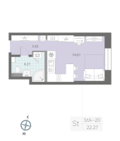 Студия № 320 Корп.: 7 , Секция 5  в ЖК Цивилизация на неве