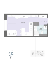 Студия № 79 Корп.: 7 , Секция 2  в ЖК Цивилизация на неве