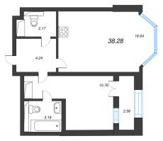 2 ккв (Евро) № 823 Корп.: 5 , Секция 10  в ЖК Цивилизация на неве