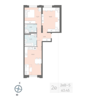3 ккв (Евро) № 237 Корп.: 7 , Секция 4  в ЖК Цивилизация на неве