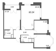 4 ккв (Евро) № 106 Корп.: 6 , Секция 1  в ЖК Цивилизация на неве