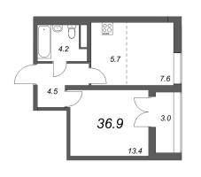 1 ккв № 221 Корп.: 4 , Секция 1  в ЖК Цивилизация на неве