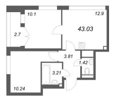 2 ккв № 504 Корп.: 7 , Секция 6  в ЖК Цивилизация на неве